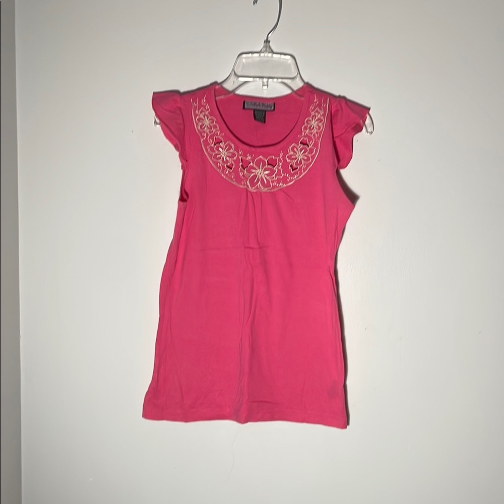 Pink Flutter Sleeve Blouse